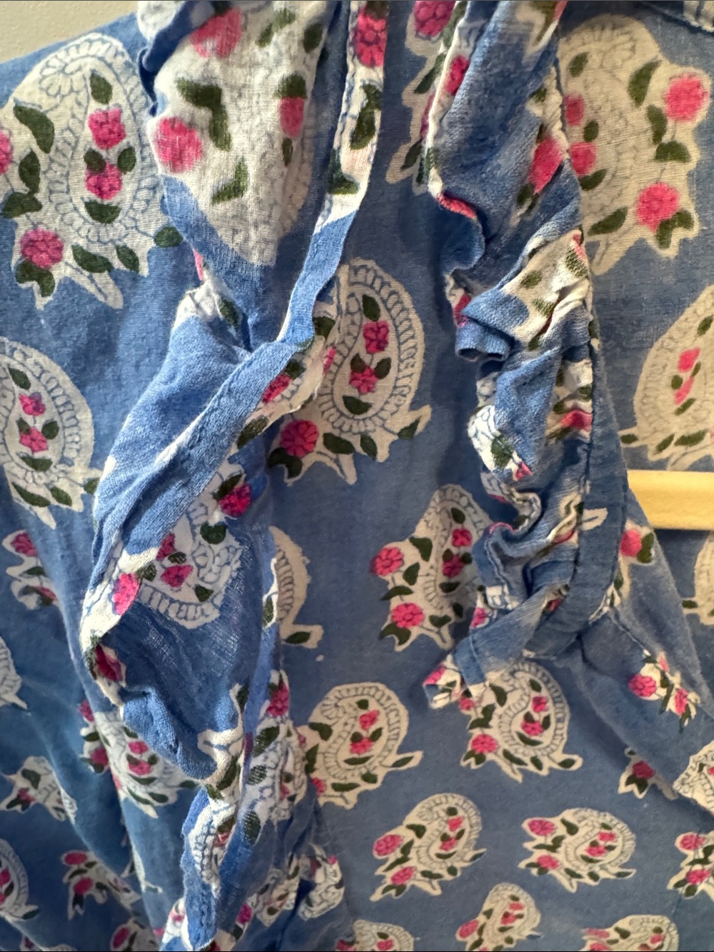 SZ Block Print Ruffle Button-Up - Picture 3 of 5